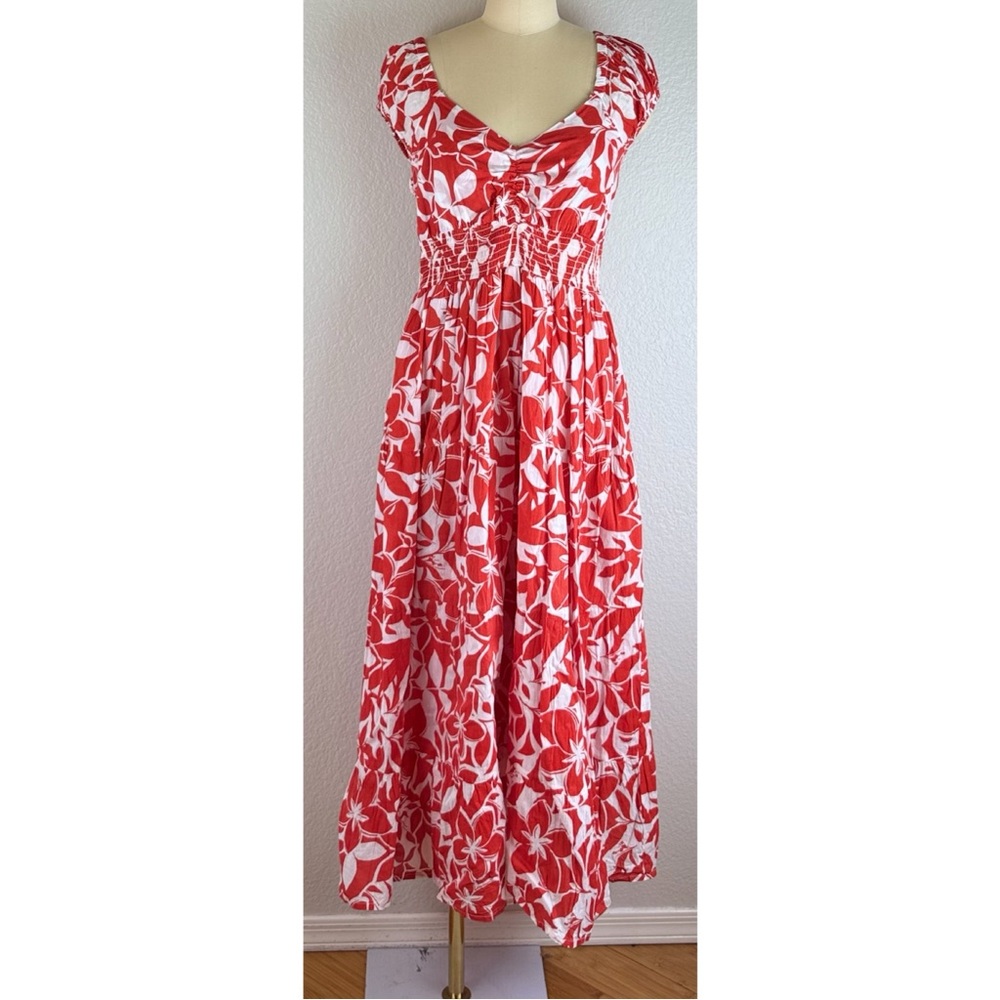 Meadow Rhodes Women’s Red/white Floral Maxi Dress Large